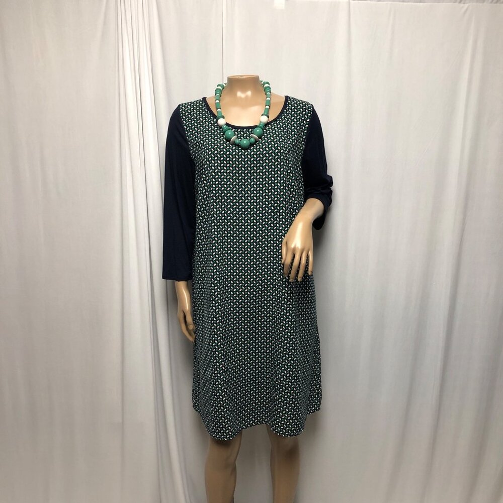 Betseys Boutique Shop Dress Womens Large XL Blue Green Shift Lightweight Comfy